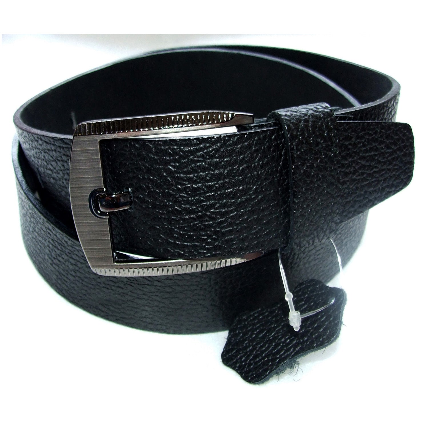 QHA Mens Black Real Leather Belt Real Cowhide Heavy Duty 38mm Wide G13