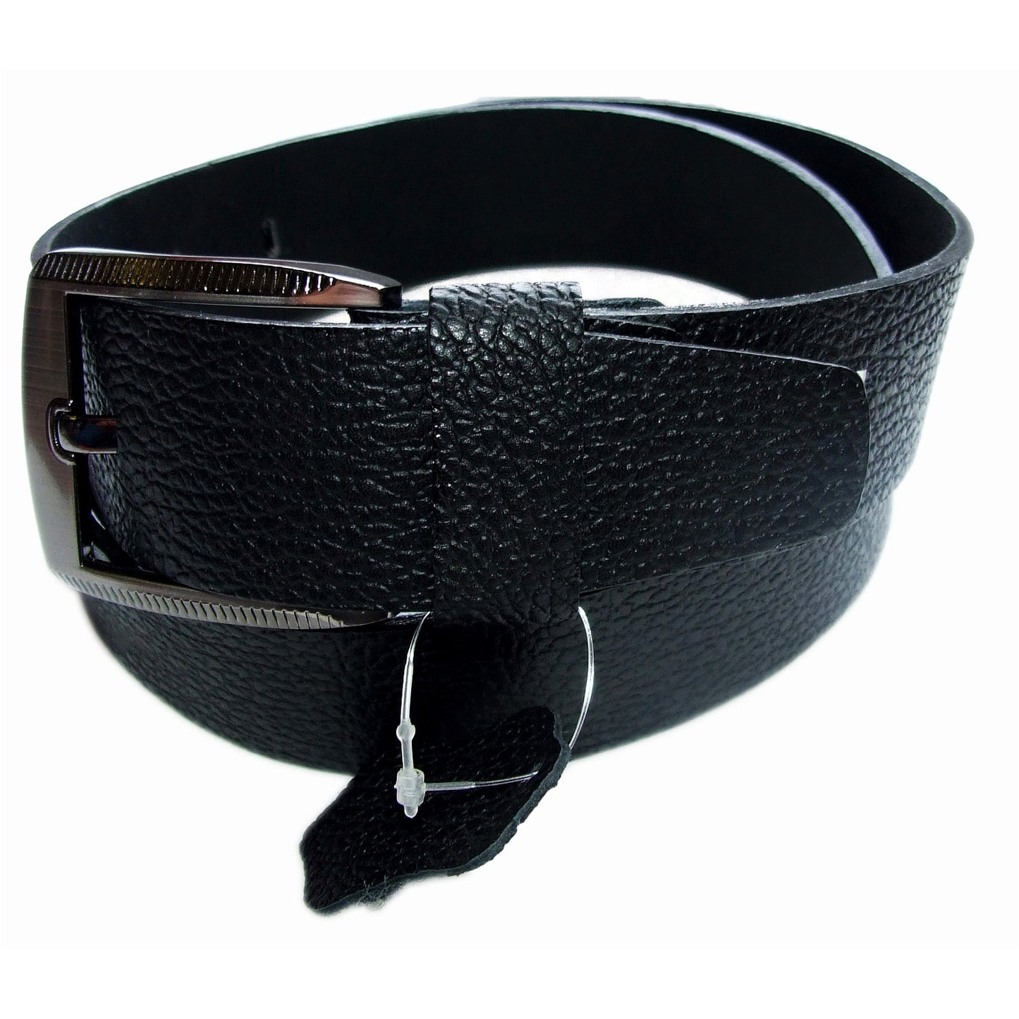 QHA Mens Black Real Leather Belt Real Cowhide Heavy Duty 38mm Wide G13