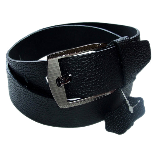 QHA Mens Black Real Leather Belt Real Cowhide Heavy Duty 38mm Wide G13