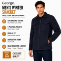 George Mens Brushed Winter Shacket Wool Look Overshirt Jacket Pockets