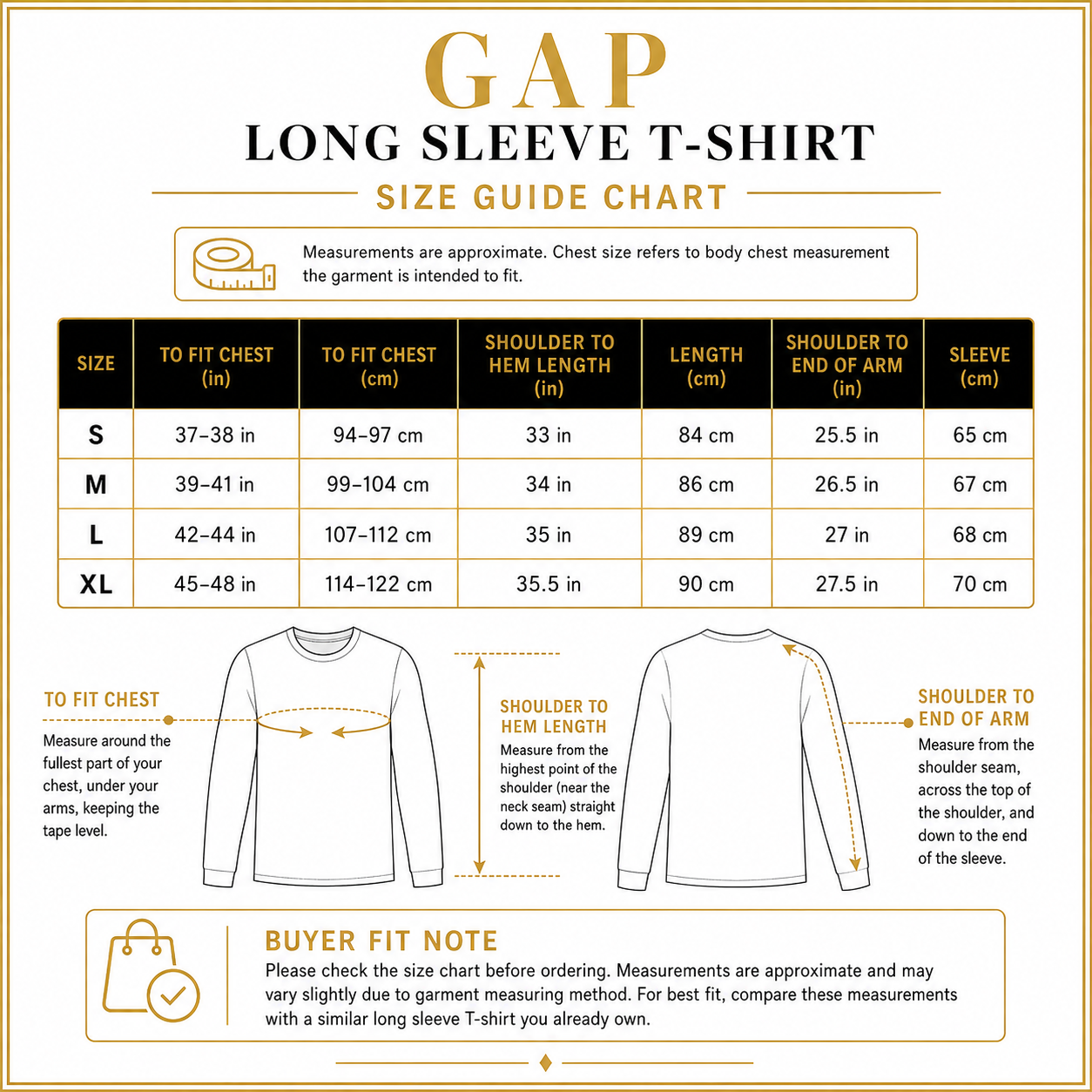 GAP Mens Long Sleeve Logo T-Shirt 100% Cotton Crew Neck Casual Top S-XL