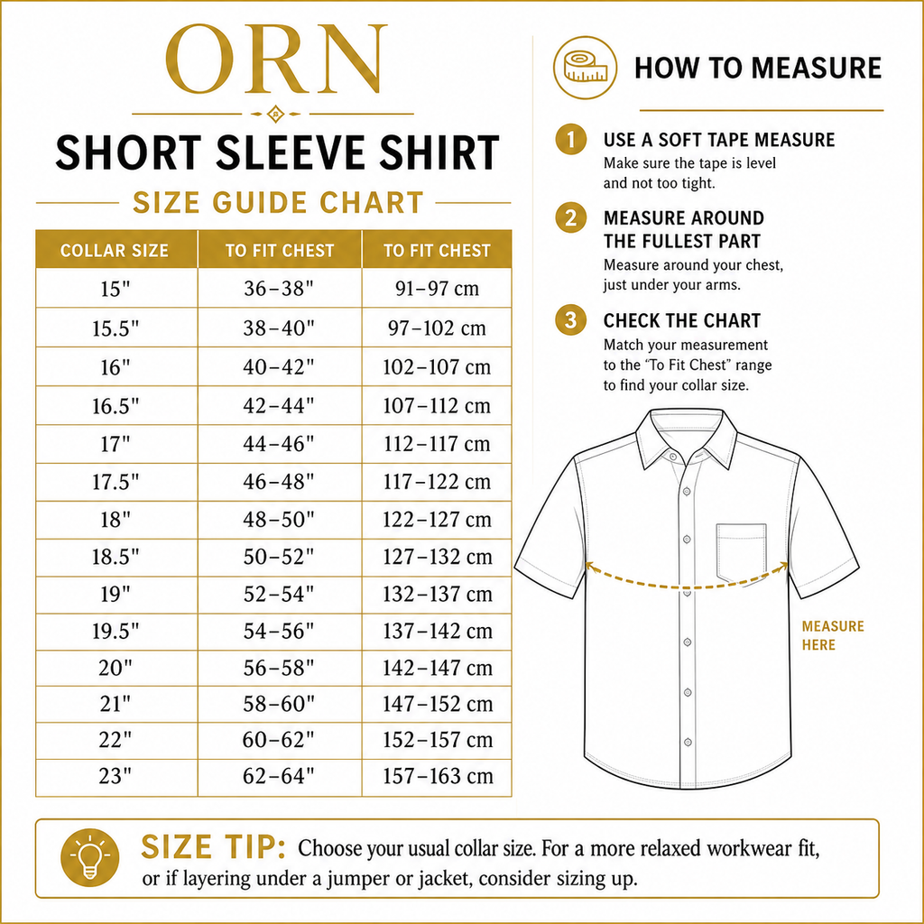 ORN Manchester Mens Short Sleeve Formal Work Shirt Office Regular Fit - QHA UK