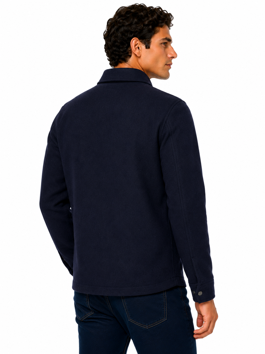 George Mens Brushed Winter Shacket Wool Look Overshirt Jacket Pockets