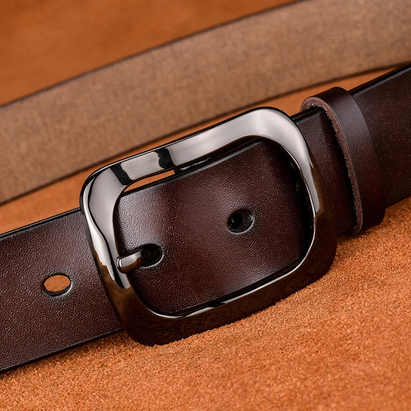 Womens Genuine Leather Belt – 32mm Wide Cowhide Casual Jeans Trousers Waistband