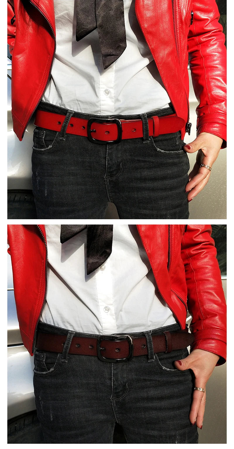 Womens Genuine Leather Belt – 32mm Wide Cowhide Casual Jeans Trousers Waistband