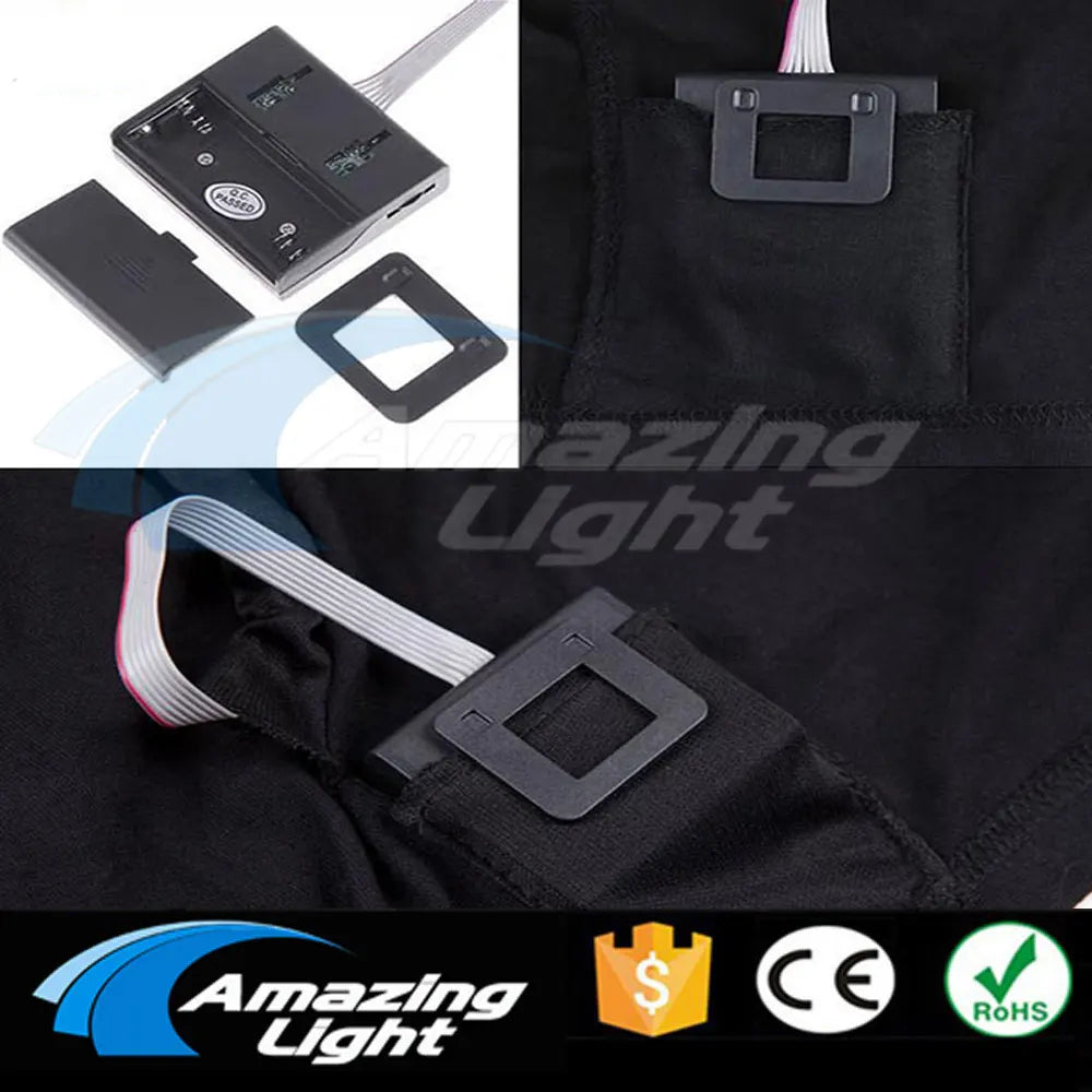 Sound-Activated LED T-Shirt – Colourful Rubik's Cube Light-Up Panel, Music Responsive Flashing Selection