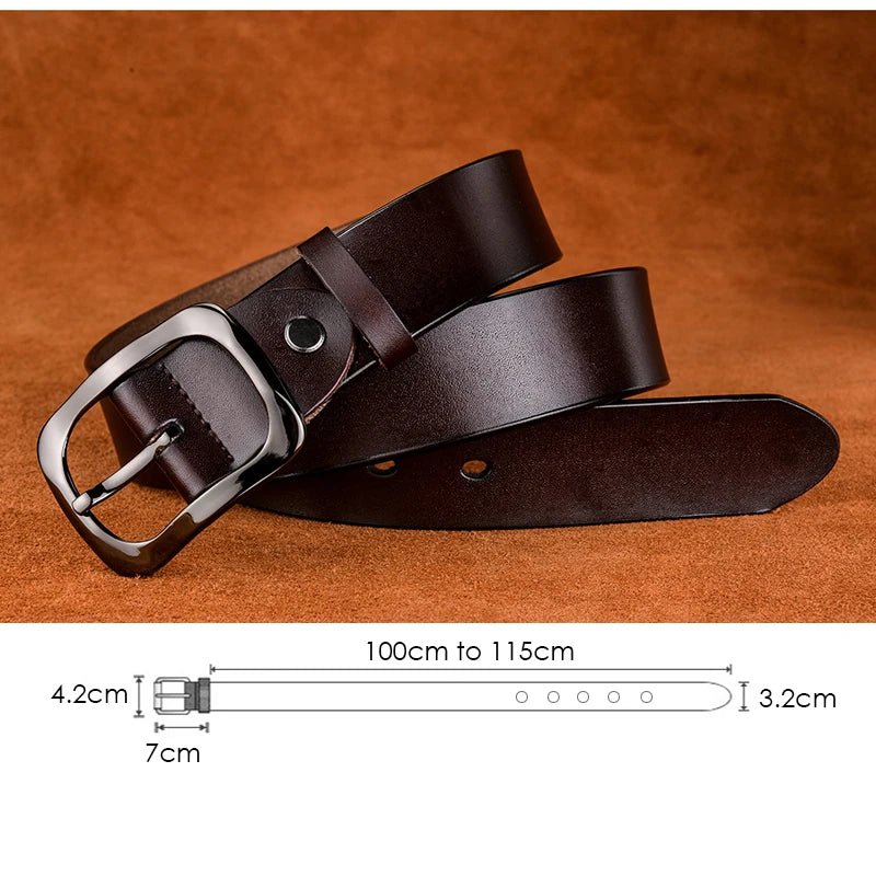 Womens Genuine Leather Belt – 32mm Wide Cowhide Casual Jeans Trousers Waistband