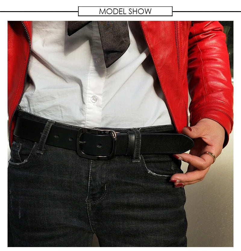 Womens Genuine Leather Belt – 32mm Wide Cowhide Casual Jeans Trousers Waistband