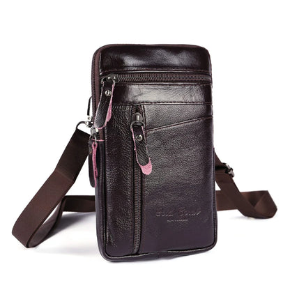 Mens Genuine Leather Phone Pouch Belt Bag Waist Crossbody Travel Wallet Case - QHA UK