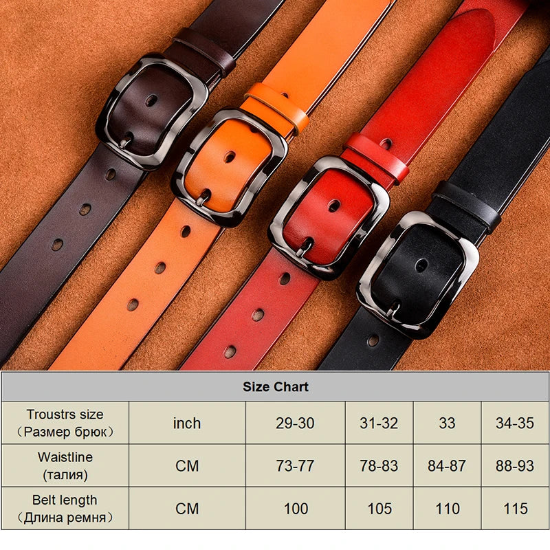 Womens Genuine Leather Belt – 32mm Wide Cowhide Casual Jeans Trousers Waistband