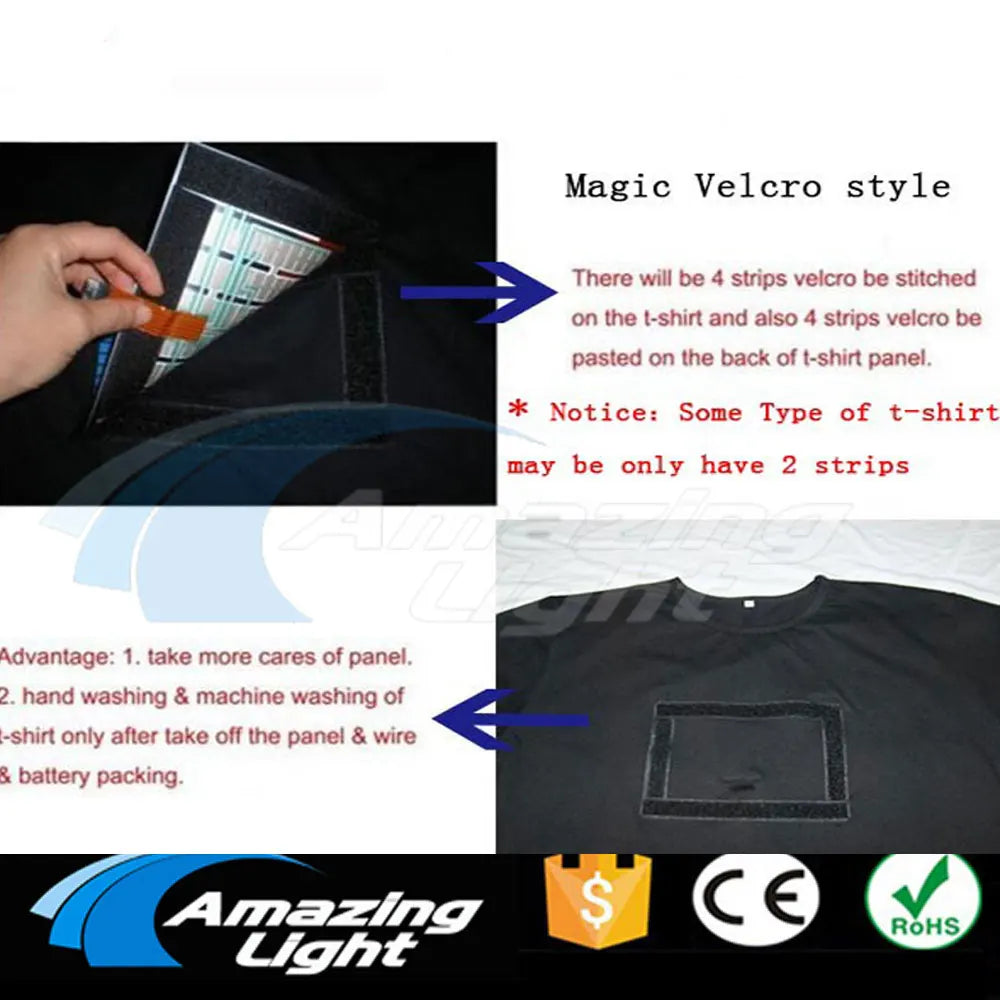 Sound-Activated LED T-Shirt – Colourful Rubik's Cube Light-Up Panel, Music Responsive Flashing Selection