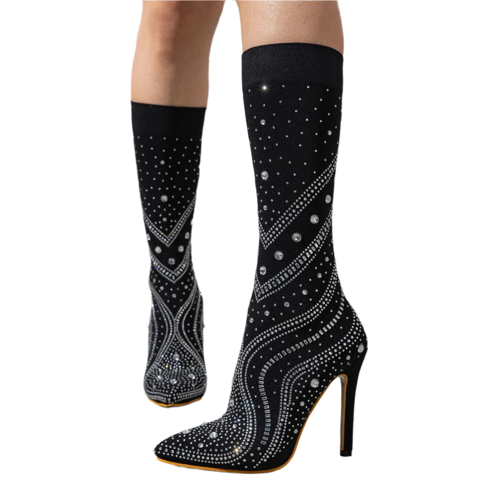 Women’s Patent Leather Stiletto Pointed Toe, Short Tube High Heel Knight Boots