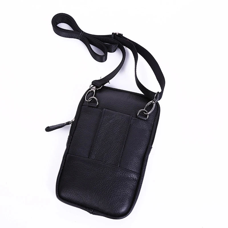 Mens Genuine Leather Phone Pouch Belt Bag Waist Crossbody Travel Wallet Case - QHA UK