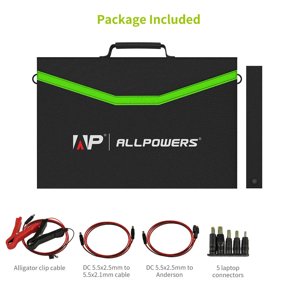 Portable Solar Panel 200W Foldable Waterproof High Efficiency 18V ALLPOWERS