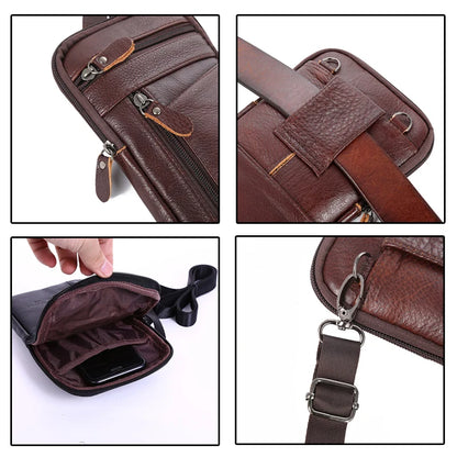 Mens Genuine Leather Phone Pouch Belt Bag Waist Crossbody Travel Wallet Case - QHA UK