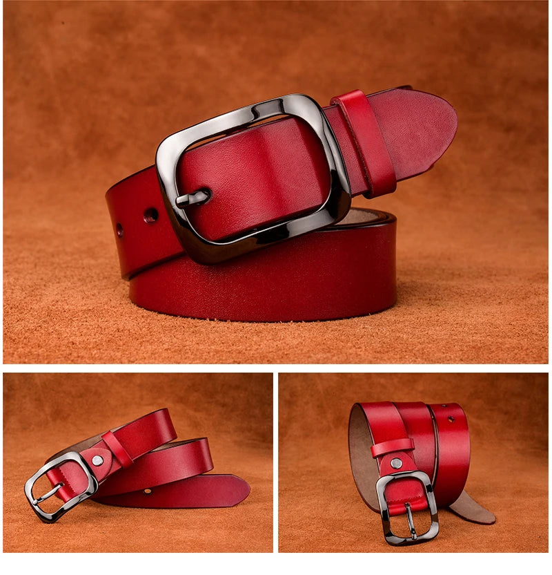 Womens Genuine Leather Belt – 32mm Wide Cowhide Casual Jeans Trousers Waistband