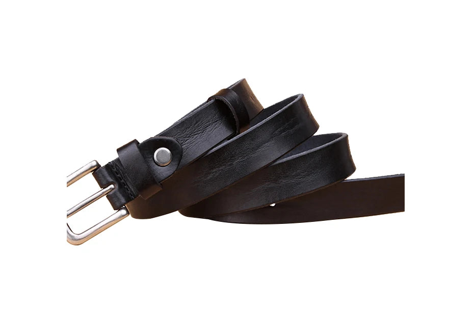 Womens Genuine Cowhide Leather Belt | Unisex Classic Pin Buckle | 22mm/23mm Wide