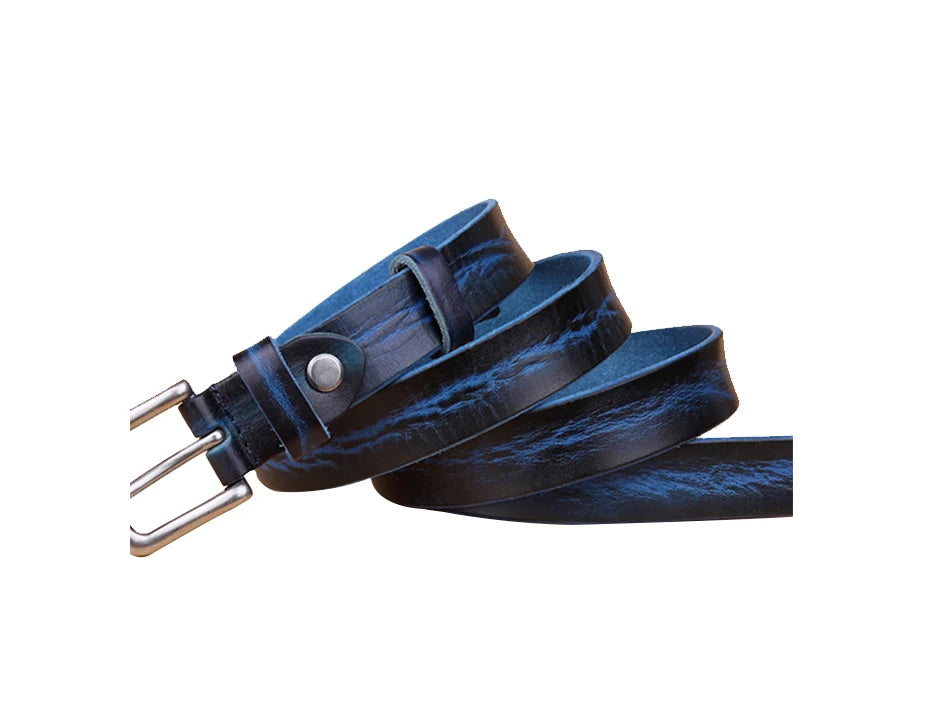 Womens Genuine Cowhide Leather Belt | Unisex Classic Pin Buckle | 22mm/23mm Wide