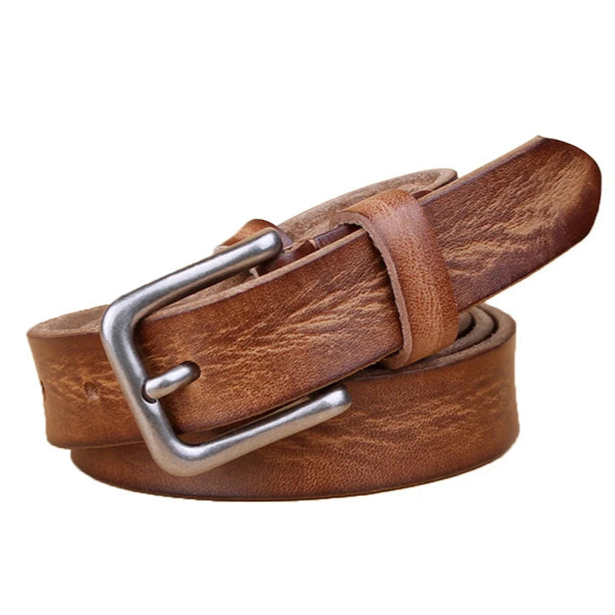 Womens Genuine Cowhide Leather Belt | Unisex Classic Pin Buckle | 22mm/23mm Wide
