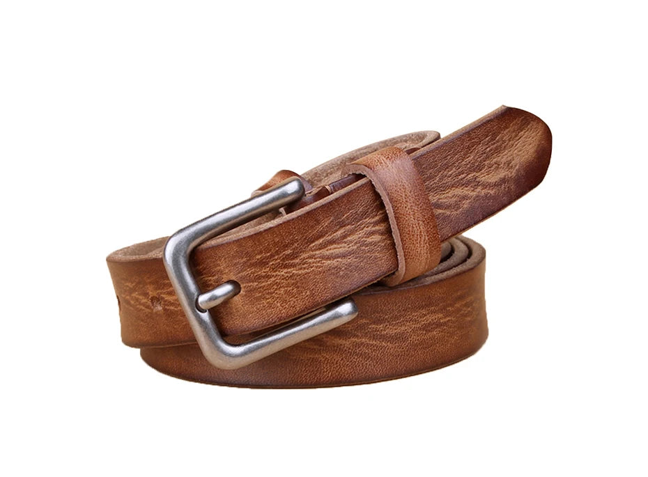 Womens Genuine Cowhide Leather Belt | Unisex Classic Pin Buckle | 22mm/23mm Wide