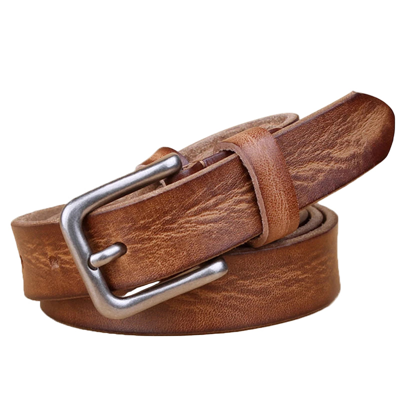 Womens Genuine Cowhide Leather Belt | Unisex Classic Pin Buckle | 22mm/23mm Wide