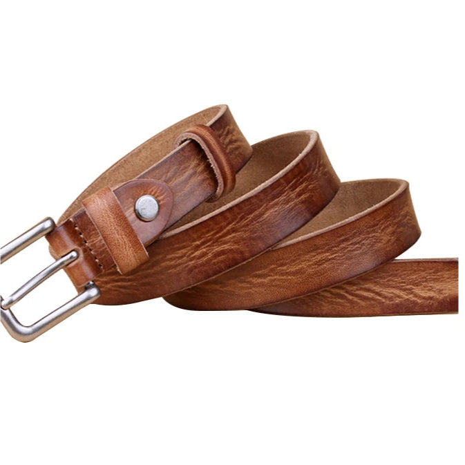 Womens Genuine Cowhide Leather Belt | Unisex Classic Pin Buckle | 22mm/23mm Wide
