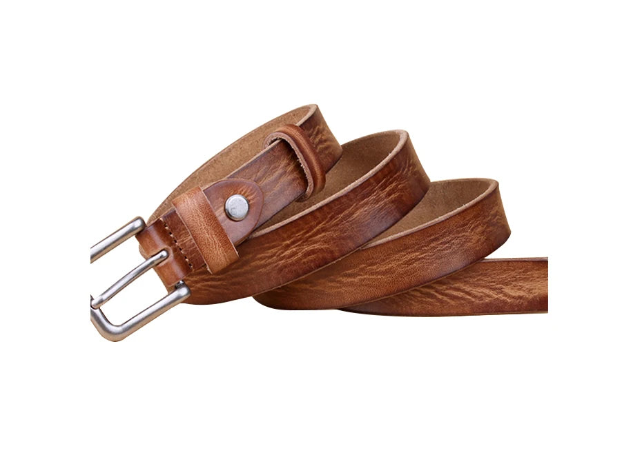 Womens Genuine Cowhide Leather Belt | Unisex Classic Pin Buckle | 22mm/23mm Wide