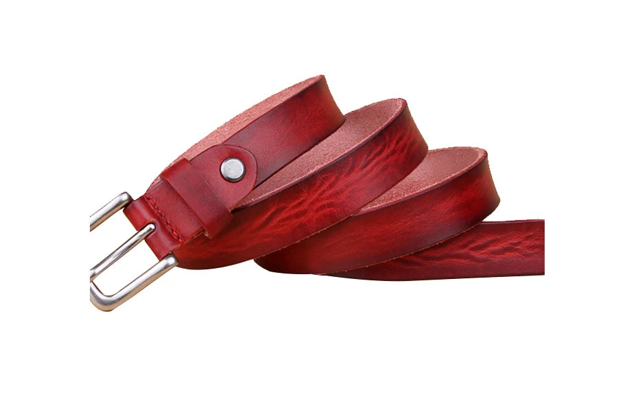 Womens Genuine Cowhide Leather Belt | Unisex Classic Pin Buckle | 22mm/23mm Wide