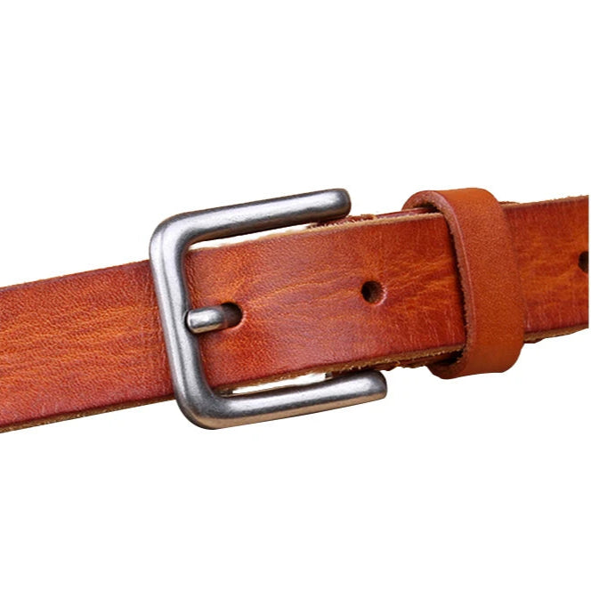 Womens Genuine Cowhide Leather Belt | Unisex Classic Pin Buckle | 22mm/23mm Wide