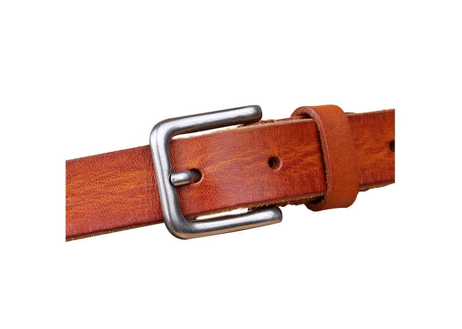 Womens Genuine Cowhide Leather Belt | Unisex Classic Pin Buckle | 22mm/23mm Wide