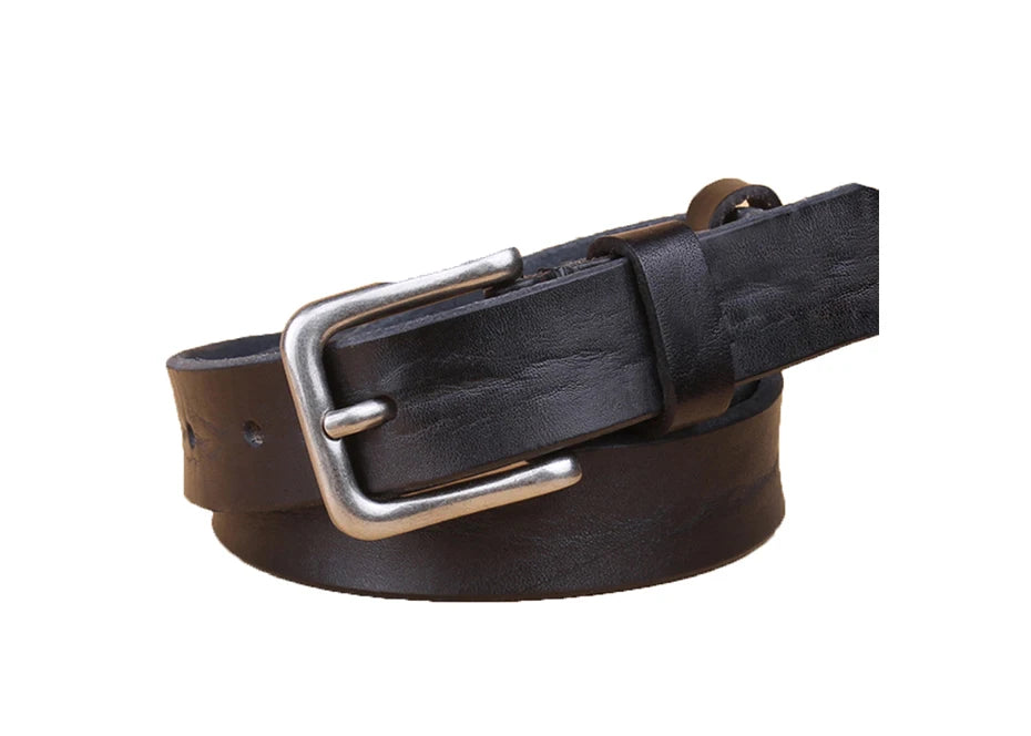 Womens Genuine Cowhide Leather Belt | Unisex Classic Pin Buckle | 22mm/23mm Wide