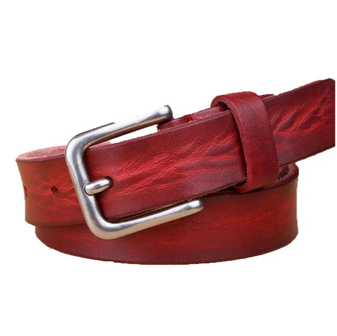 Womens Genuine Cowhide Leather Belt | Unisex Classic Pin Buckle | 22mm/23mm Wide