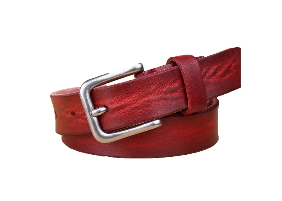 Womens Genuine Cowhide Leather Belt | Unisex Classic Pin Buckle | 22mm/23mm Wide