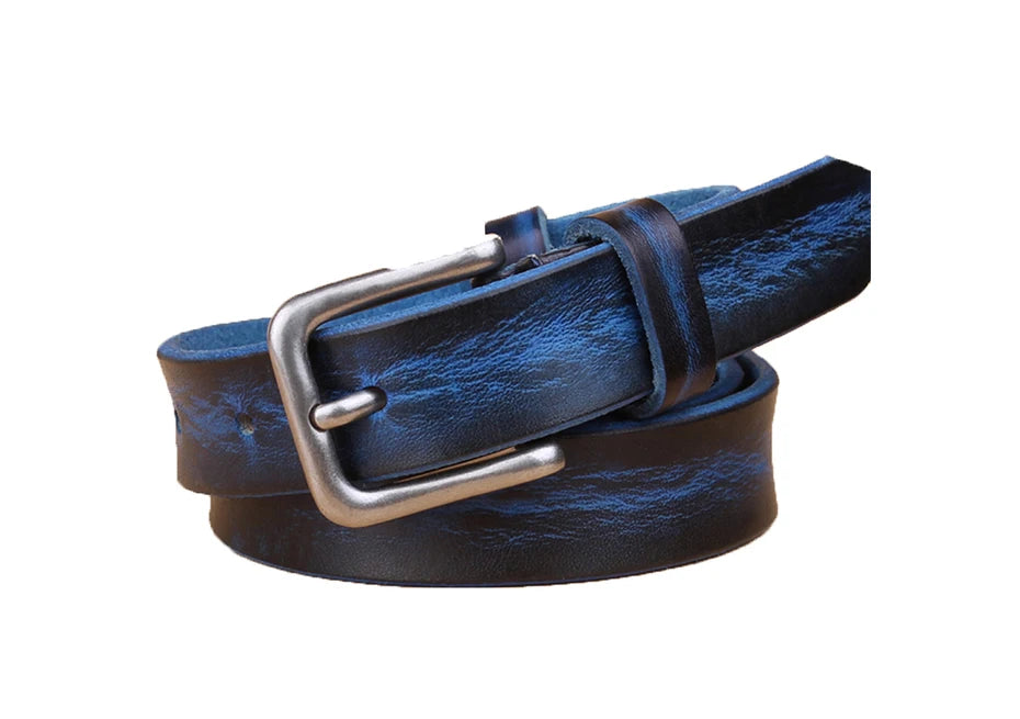 Womens Genuine Cowhide Leather Belt | Unisex Classic Pin Buckle | 22mm/23mm Wide