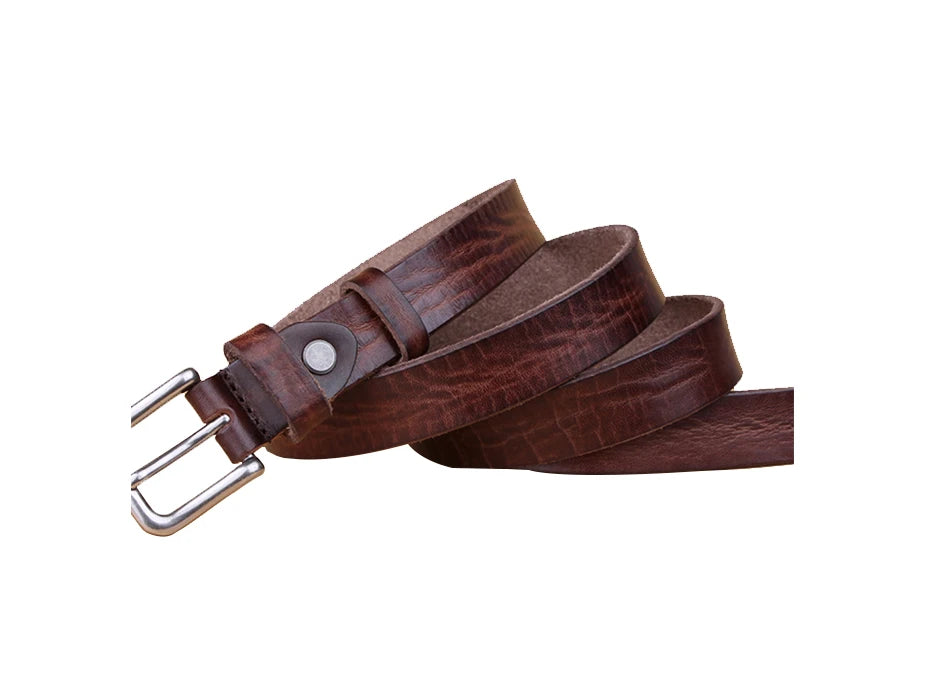 Womens Genuine Cowhide Leather Belt | Unisex Classic Pin Buckle | 22mm/23mm Wide
