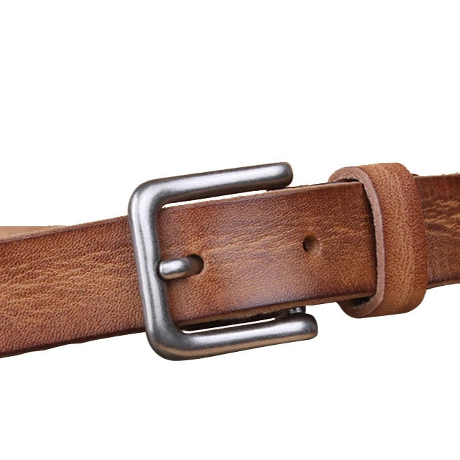 Womens Genuine Cowhide Leather Belt | Unisex Classic Pin Buckle | 22mm/23mm Wide
