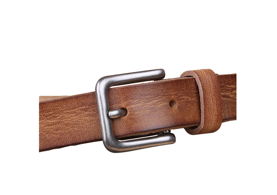 Womens Genuine Cowhide Leather Belt | Unisex Classic Pin Buckle | 22mm/23mm Wide
