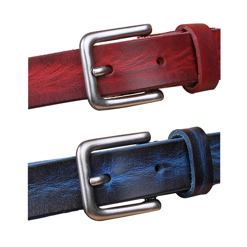 Womens Genuine Cowhide Leather Belt | Unisex Classic Pin Buckle | 22mm/23mm Wide
