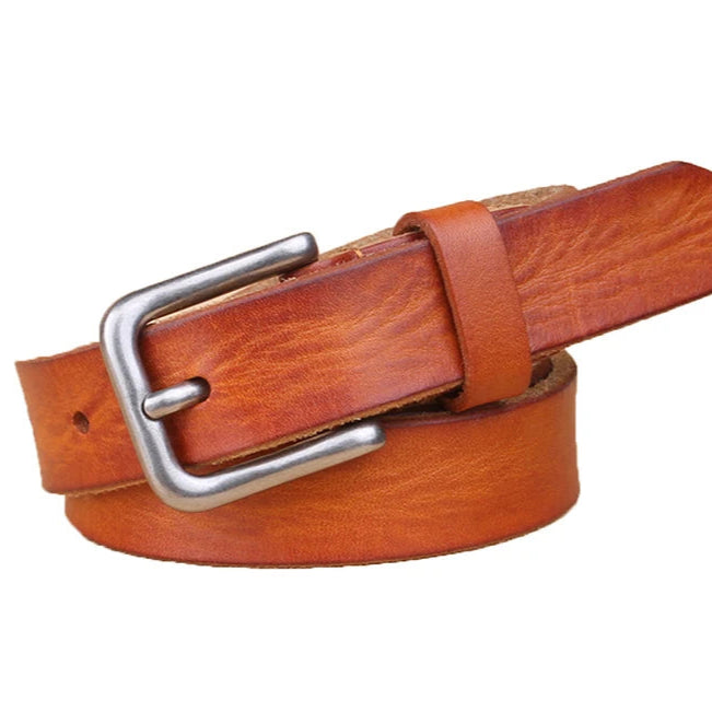 Womens Genuine Cowhide Leather Belt | Unisex Classic Pin Buckle | 22mm/23mm Wide