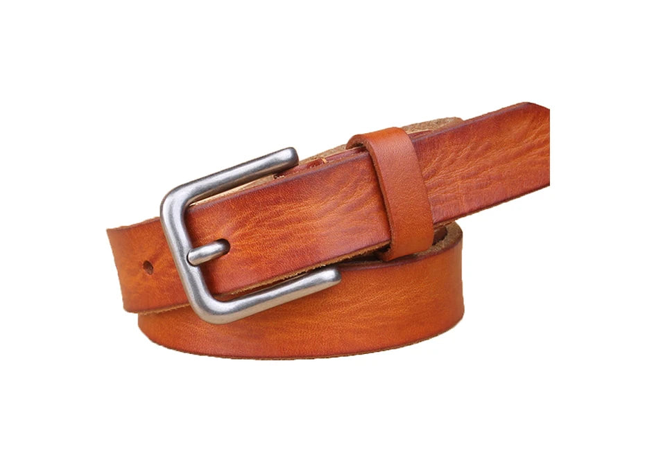 Womens Genuine Cowhide Leather Belt | Unisex Classic Pin Buckle | 22mm/23mm Wide