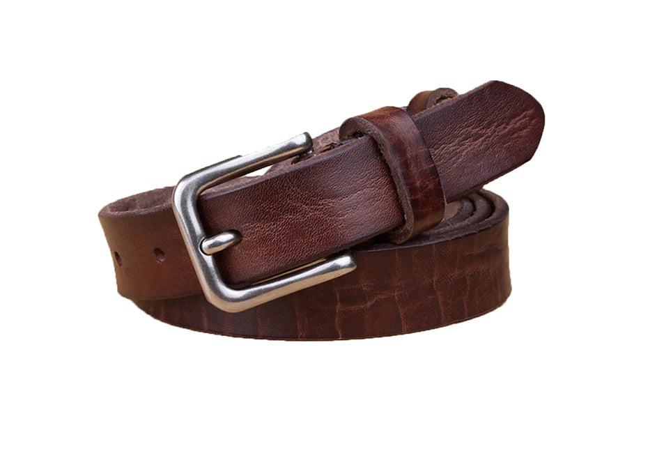 Womens Genuine Cowhide Leather Belt | Unisex Classic Pin Buckle | 22mm/23mm Wide