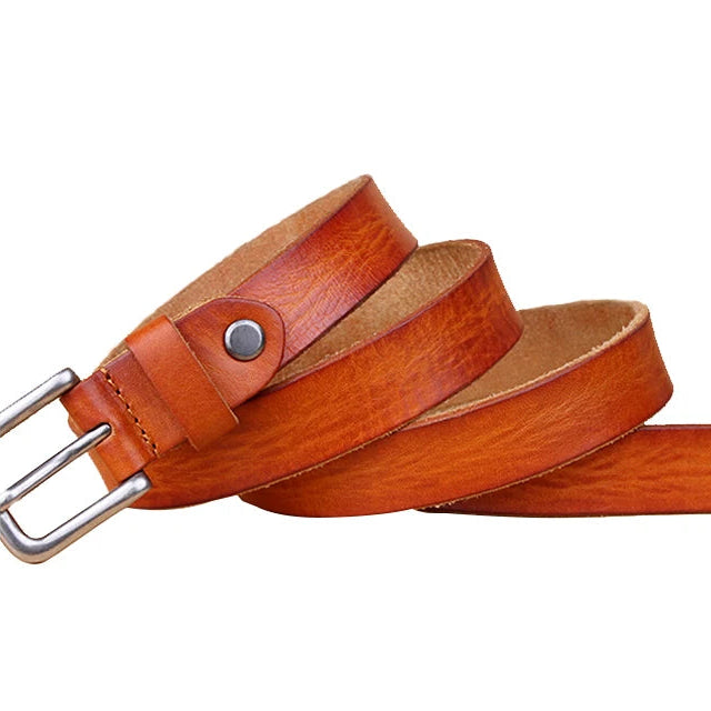 Womens Genuine Cowhide Leather Belt | Unisex Classic Pin Buckle | 22mm/23mm Wide