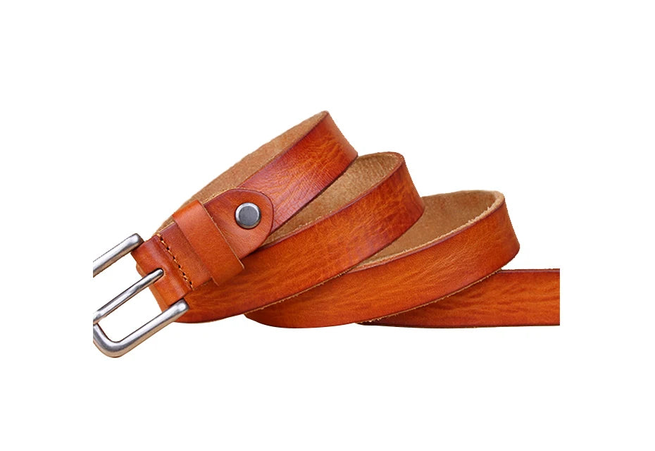 Womens Genuine Cowhide Leather Belt | Unisex Classic Pin Buckle | 22mm/23mm Wide