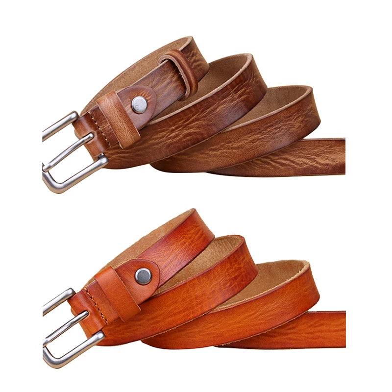 Womens Genuine Cowhide Leather Belt | Unisex Classic Pin Buckle | 22mm/23mm Wide