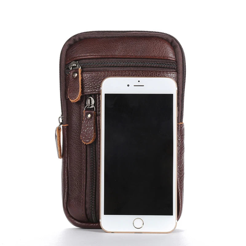 Mens Genuine Leather Phone Pouch Belt Bag Waist Crossbody Travel Wallet Case - QHA UK