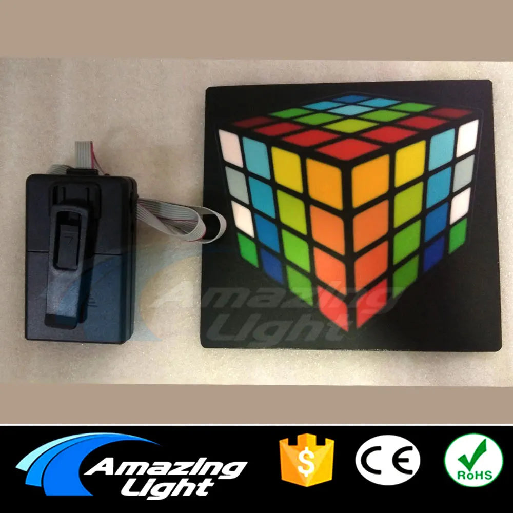 Sound-Activated LED T-Shirt – Colourful Rubik's Cube Light-Up Panel, Music Responsive Flashing Selection