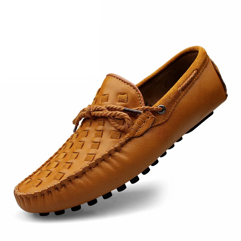 Handmade Pure Real Genuine Leather Breathable 4 Season Men Dress Business Loafers