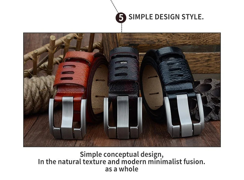 Mens Genuine Leather Belt Big Size 3.8cm Pin Buckle Jeans Belt Black Brown