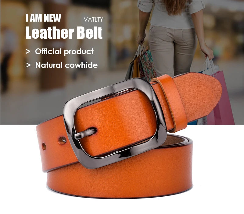 Womens Genuine Leather Belt – 32mm Wide Cowhide Casual Jeans Trousers Waistband