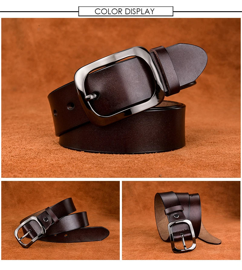 Womens Genuine Leather Belt – 32mm Wide Cowhide Casual Jeans Trousers Waistband